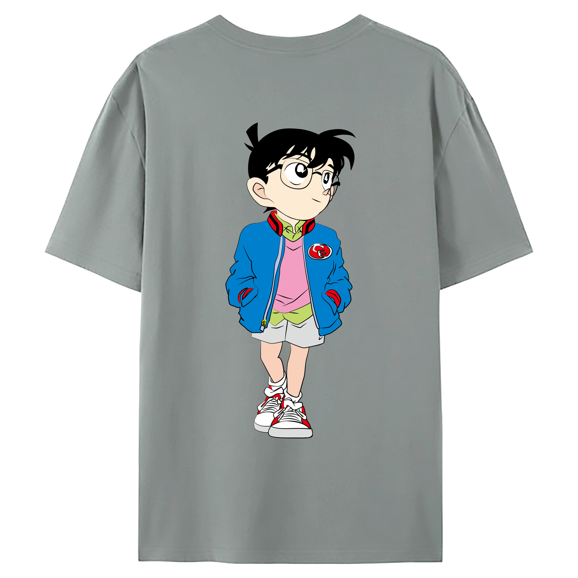 （画像用） 名探偵コナン 江戸川 コナン Detective Conan Conan Edogawa 綿100％ メンズ半袖Tシャツ（バックプリント） 通気性